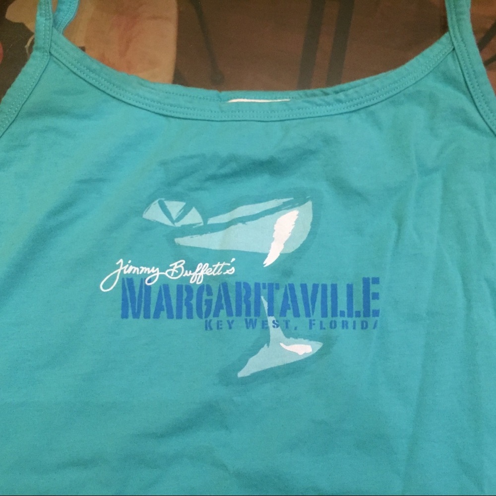 Jimmy Buffett margaritaville large blue tank fl.